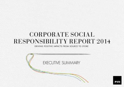 CORPORATE SOCIAL RESPONSIBILITY REPORT 2014 D RIVIN G POSITIVE I M PACTS FROM SO U RCE TO STO RE EXECUTIVE SUMMARY