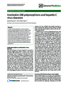 Interleukin-28B polymorphisms and hepatitis C virus clearance