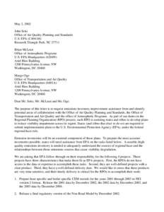 May 2, 2002 John Seitz Office of Air Quality Planning and Standards U.S. EPA (C404-04) Research Triangle Park, NC[removed]Brian McLean