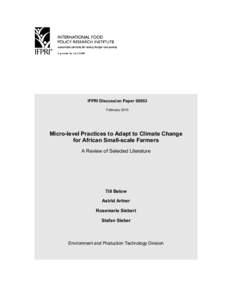Micro-level Practices to Adapt to Climate Change for African Small Scale Farmers