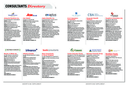 CONSULTANTS Directory Directory Actuarial Solutions Inc. Aon Hewitt