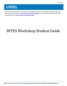 BITES Workshop Student Guide and Instructor Guide (Training Material), NREL (National Renewable Energy Laboratory)