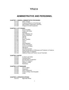 TITLE II  ADMINISTRATIVE AND PERSONNEL CHAPTER 1: GENERAL ADMINISTRATIVE PROVISIONS[removed]Intent, Purpose