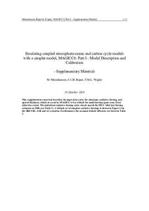 Meinshausen, Raper & Wigley: MAGICC 6 Part I – Supplementary Material[removed]Emulating coupled atmosphere-ocean and carbon cycle models with a simpler model, MAGICC6: Part I - Model Description and