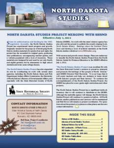 NORTH DAKOTA STUDIES Volume 3, Issue 1 Spring 2011