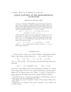 J. Combin. Theory Ser. A[removed]), no. 2, 364–381. ˝ LINEAR EXTENSION OF THE ERDOS-HEILBRONN