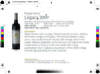 PG_wineCard_legacy2009.pdf:30:25 AM  Poplar Grove Legacy 2009