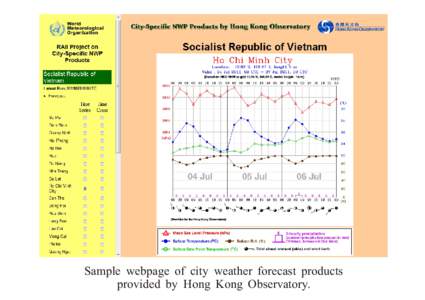 Sample webpage of city weather forecast products provided by Hong Kong Observatory. 