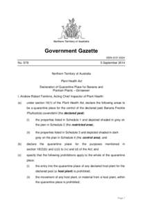 Northern Territory of Australia  Government Gazette ISSN-0157-833X  No. S78