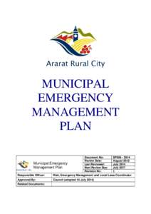 MUNICIPAL EMERGENCY MANAGEMENT PLAN Document No: SP006[removed]