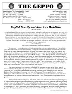 THE GEPPO A publication of the Ogden Buddhist Temple 155 North Street Ogden, UTP.O. Box 3248 Ogden, UTSupervising Reverend: Rev. Jerry Hirano Rev. Hirano contact info: Office – 
