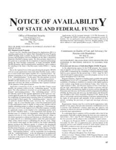 OTICE OF AVAILABILITY NOF STATE AND FEDERAL FUNDS Office of Homeland Security 1220 Washington Ave. State Office Building Campus