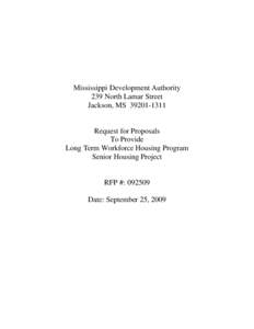 Mississippi Development Authority 239 North Lamar Street Jackson, MS[removed]Request for Proposals To Provide