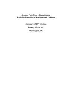 Secretary’s Advisory Committee on Heritable Disorders in Newborns and Children - Meeting Minutes