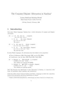 The Conjoint/Disjoint Alternation in Sambaa∗ Leston Buell and Kristina Riedel Bantu Syntax Project, Leiden University TiN-dag, Utrecht, 2 February, [removed]