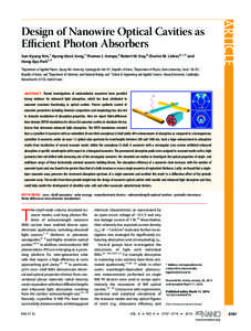 Sun-Kyung Kim,† Kyung-Deok Song,‡ Thomas J. Kempa,§ Robert W. Day,§ Charles M. Lieber,§,^,* and Hong-Gyu Park‡,* ARTICLE  Design of Nanowire Optical Cavities as