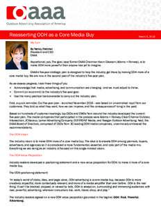 Reasserting OOH as a Core Media Buy  March 5, 2018 My Turn By Nancy Fletcher