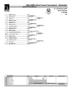 ABN AMRO World Tennis Tournament - Rotterdam QUALIFYING SINGLES[removed]February 2007