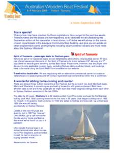e-news: September[removed]Boats special! Share prices may have crashed, but boat registrations have surged in the past few weeks. Three hundred and fifty boats are now registered, so to celebrate we are dedicating this Sep