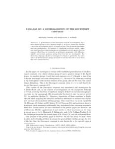 REMARKS ON A GENERALIZATION OF THE DAVENPORT CONSTANT MICHAEL FREEZE AND WOLFGANG A. SCHMID Abstract. A generalization of the Davenport constant is investigated. For a finite abelian group G and a positive integer k, let