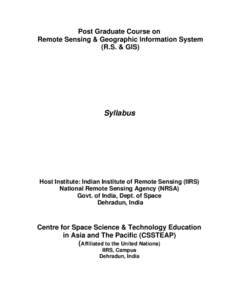 Post Graduate Course on Remote Sensing & Geographic Information System (R.S. & GIS) Syllabus