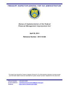 Status of Implementation of the Federal Financial Management Improvement Act