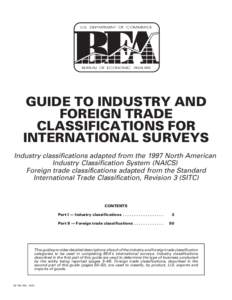 U.S. DEPARTMENT OF COMMERCE  BUREAU OF ECONOMIC ANALYSIS GUIDE TO INDUSTRY AND FOREIGN TRADE