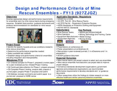 Design and Performance Criteria of Mine Rescue Ensembles –FY13 (927ZJGZ)