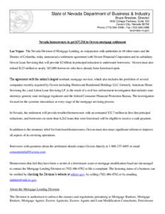 State of Nevada Department of Business & Industry Bruce Breslow, Director 1830 College Parkway, Suite 100 Carson City, Nevada[removed]Phone[removed] | Fax[removed]business.nv.gov