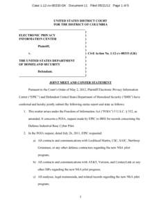 Case 1:12-cvGK Document 11 FiledPage 1 of 5  UNITED STATES DISTRICT COURT FOR THE DISTRICT OF COLUMBIA __________________________________________ )