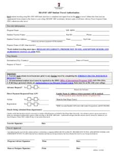 IRA / SSF ARP Student Travel Authorization Form; Rev