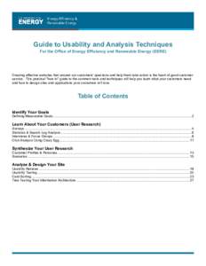 Guide to Usability and Analysis Techniques For the Office of Energy Efficiency and Renewable Energy (EERE)