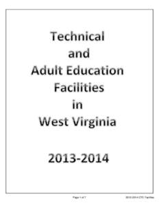 Page 1 of[removed]CTE Facilites 2013-2014 CTE Facilities Multi-County Career and Technical Centers
