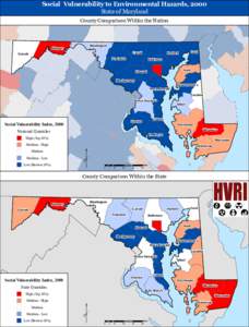 Social Vulnerability to Environmental Hazards, 2000 State of Maryland County Comparison Within the Nation Washington