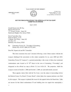 TAX COURT OF NEW JERSEY 153 Halsey Street Gibraltar Building - 8TH Floor Newark, New Jersey[removed]2098 Fax: ([removed]