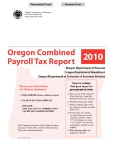 Personalized Cover  Nonpers Cover Oregon Department of Revenue 955 Center Street NE