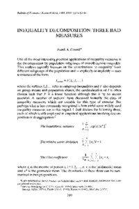 Bulletin o/Economic Research 40:4, 1988,[removed] $2.00  INEQUALITY DECOMPOSITION: THREE BAD