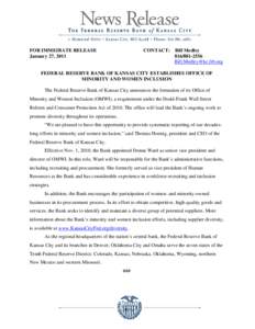 FOR IMMEDIATE RELEASE January 27, 2011 CONTACT:  Bill Medley