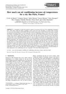 INTERNATIONAL JOURNAL OF CLIMATOLOGY Int. J. Climatol. 33: 210–Published online 17 January 2012 in Wiley Online Library (wileyonlinelibrary.com) DOI: jocHow much can air conditioning increase 