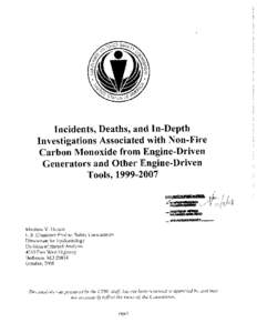Incidents, Deaths, and In-Depth Investigations Associated with Non-Fire Carbon Monoxide from Engine-Driven Generators and Other Engine-Driven Tool, [removed]