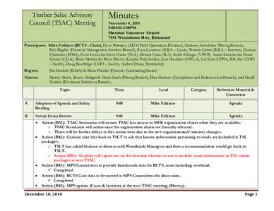 Timber Sales Advisory Council (TSAC) Meeting Minutes  November 4, 2010