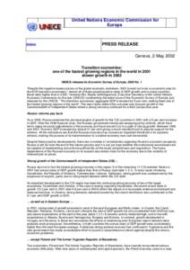 United Nations Economic Commission for Europe PRESS RELEASE  [Index]