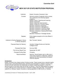 North Central Association of Colleges and Schools / Kaplan /  Inc. / Hamilton College / Kaplan College / Kaplan International Colleges / Education / The Washington Post / Kaplan University