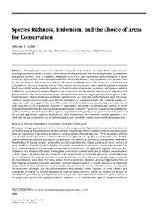 Species Richness, Endemism, and the Choice of Areas for Conservation JEREMY T. KERR