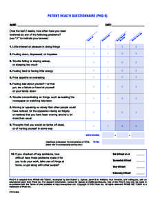Human behavior / Patient Health Questionnaire / Major depressive disorder / Bipolar disorder / Robert Spitzer / Rating scales for depression / Mood disorders / Psychiatry / Mind