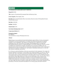 WATER RESOURCES RESEARCH GRANT PROPOSAL Project ID: DC3921 Title: Analysis of Transformed Environmental Data with Detection Limits Focus Categories: Water Quality, None Keywords : Box-Cox Transformation; Mean Concentrati