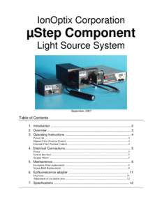 IonOptix Corporation  µStep Component Light Source System  September, 2007
