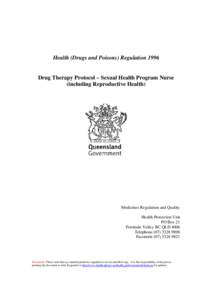 Drug Therapy Protocols (DTP) Health (Drugs and Poisons) Regulation 1996