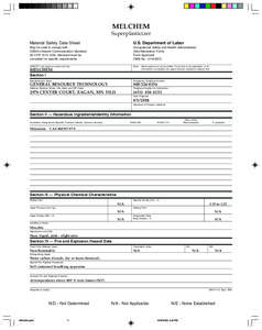 MELCHEM Superplasticizer Material Safety Data Sheet U.S. Department of Labor