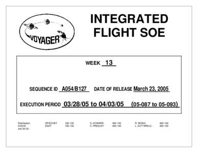 INTEGRATED FLIGHT SOE WEEK SEQUENCE ID EXECUTION PERIOD